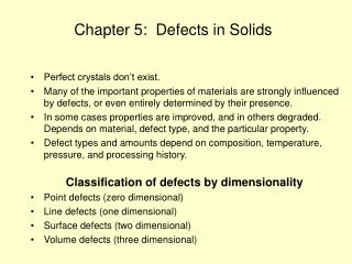 Chapter 5: Defects in Solids