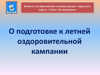 О подготовке к летней оздоровительной кампании
