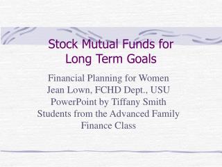 Stock Mutual Funds for