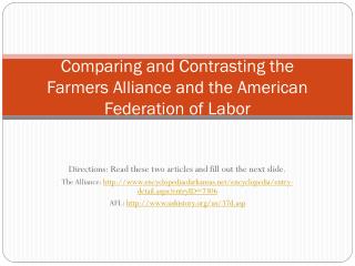 Comparing and Contrasting the Farmers Alliance and the American Federation of Labor