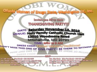 Invites you All to their THANKSGIVING PARTY!!!
