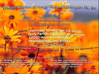 Invites you All to their first ever THANKSGIVING PARTY!!!
