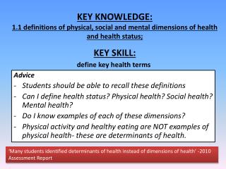 Advice Students should be able to recall these definitions