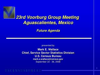 23rd Voorburg Group Meeting Aguascalientes, Mexico Future Agenda