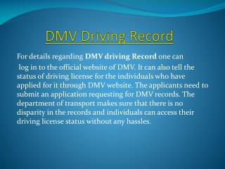 DMV Driving Record