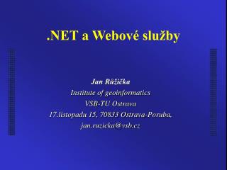 .NET a Webové služby