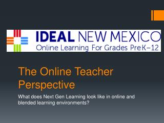 The Online Teacher Perspective