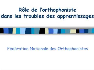 Fédération Nationale des Orthophonistes