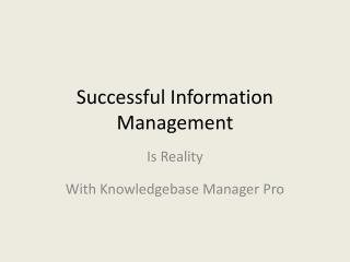 Successful Information Management
