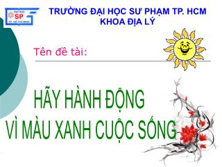 TRƯỜNG ĐẠI HỌC SƯ PHẠM TP. HCM KHOA ĐỊA LÝ