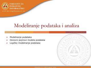 Modeliranje podataka i analiza