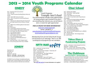 2013 – 2014 Youth Programs Calendar