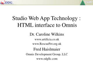 Studio Web App Technology : HTML interface to Omnis