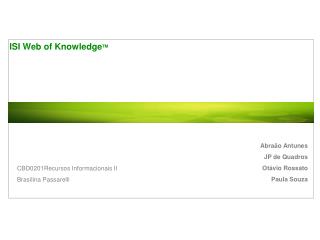 ISI Web of Knowledge TM