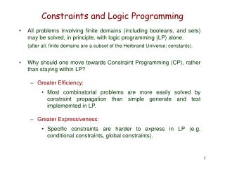 Constraints and Logic Programming