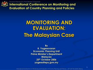 International Conference on Monitoring and Evaluation of Country Planning and Policies