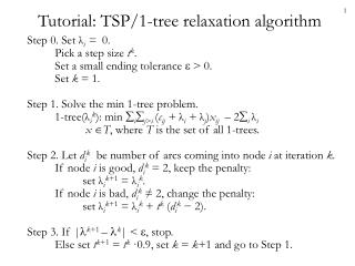 Tutorial: TSP/1-tree relaxation algorithm