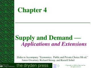 Supply and Demand — Applications and Extensions