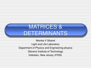 MATRICES &amp; DETERMINANTS