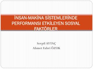 İNSAN-MAKİNA SİSTEMLERİNDE PERFORMANSI ETKİLEYEN SOSYAL FAKTÖRLER