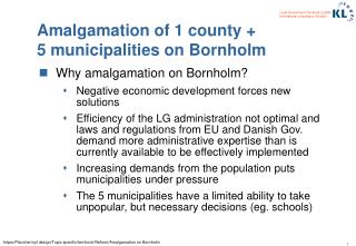 Amalgamation of 1 county + 5 municipalities on Bornholm