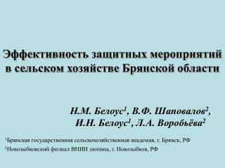 Н.М. Белоус 1 , В.Ф. Шаповалов 2 , И.Н. Белоус 1 , Л.А. Воробьёва 2