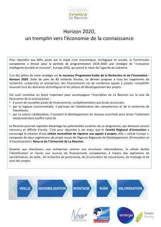 Horizon 2020, un tremplin vers l’économie de la connaissance