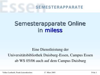 Semesterapparate Online in miless