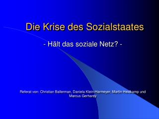 Die Krise des Sozialstaates