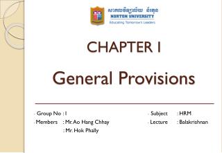 CHAPTER I General Provisions