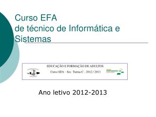 Curso EFA de técnico de Informática e Sistemas