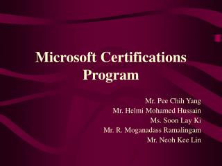 Microsoft Certifications Program