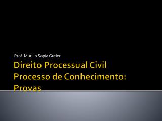 Direito Processual Civil Processo de Conhecimento: Provas
