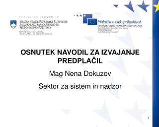 OSNUTEK NAVODIL ZA IZVAJANJE PREDPLAČIL Mag Nena Dokuzov Sektor za sistem in nadzor