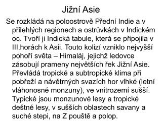 Jižní Asie