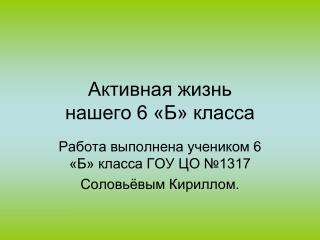 Активная жизнь нашего 6 «Б» класса