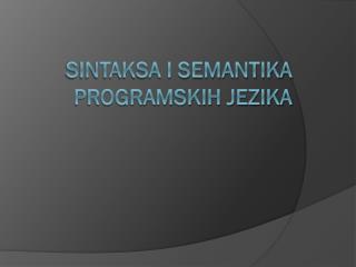 Sintaksa i semantika programskih jezika