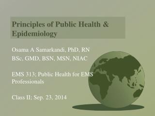 Principles of Public Health &amp; Epidemiology