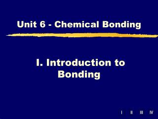 I. Introduction to Bonding