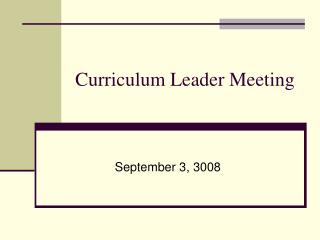 Curriculum Leader Meeting