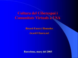 Cultura del Ciberespai i Comunitats Virtuals a USA