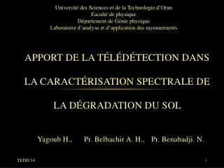 Apport de la télédétection dans la caractérisation spectrale de la dégradation du sol