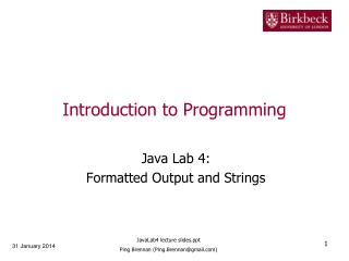 Introduction to Programming