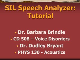 SIL Speech Analyzer: Tutorial