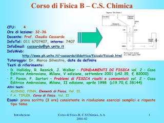 Corso di Fisica B – C.S. Chimica