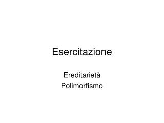 Esercitazione