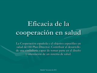 Eficacia de la cooperación en salud