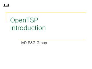 OpenTSP Introduction