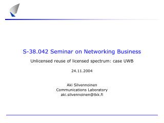 S-38.042 Seminar on Networking Business