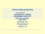 Vrednovanje preduzeca Izborni predmet
